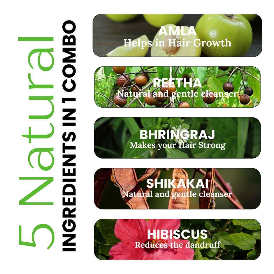 Amla, Reetha, Shikakai, Bhringraj, Hibiscus Powder, Combo Pack, Each 50g