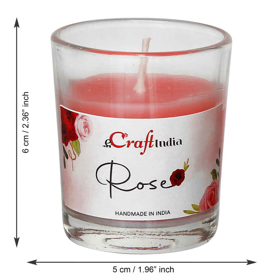 Glass Scented Candles | Rose | Pack of 5 | eCraftIndia