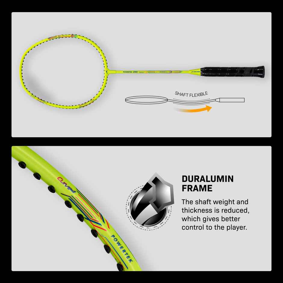 Hundred Powertek 200 Aluminium Badminton Racket 1 Racket, 1 Cover & 3 Pc Aura Nylon Shuttlecocks