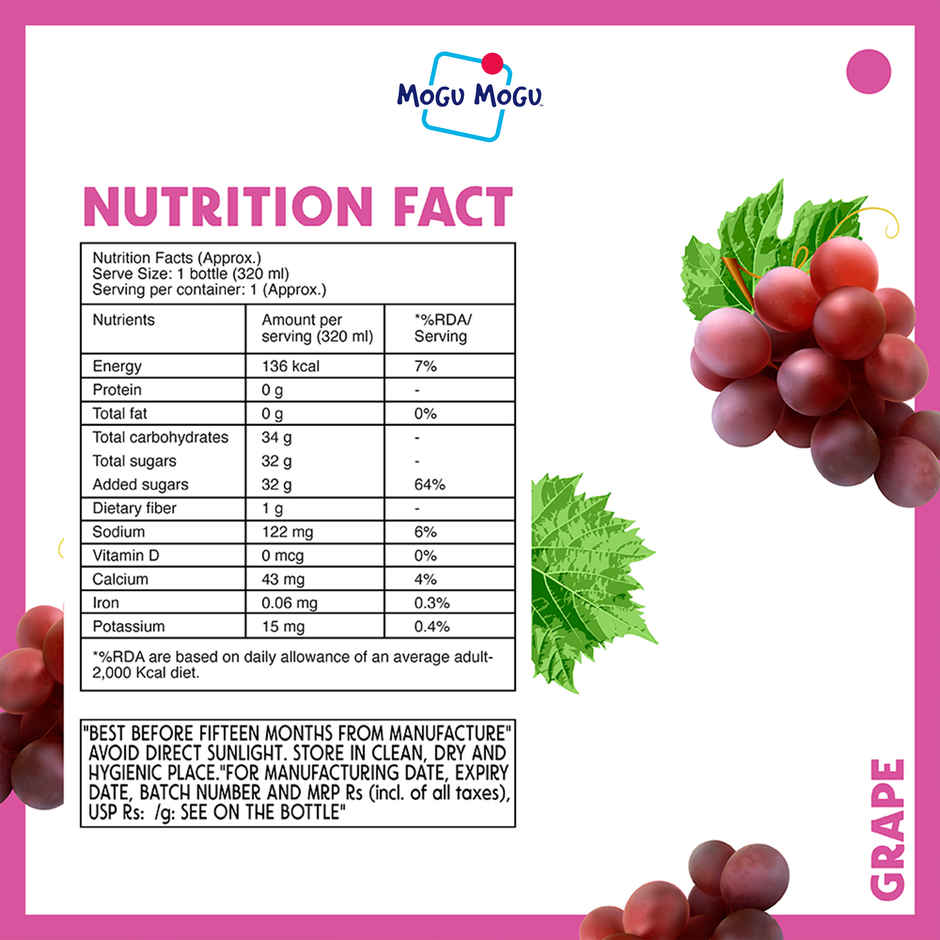 Mogu Mogu Grape Fruit Drink with Nata de Coco
