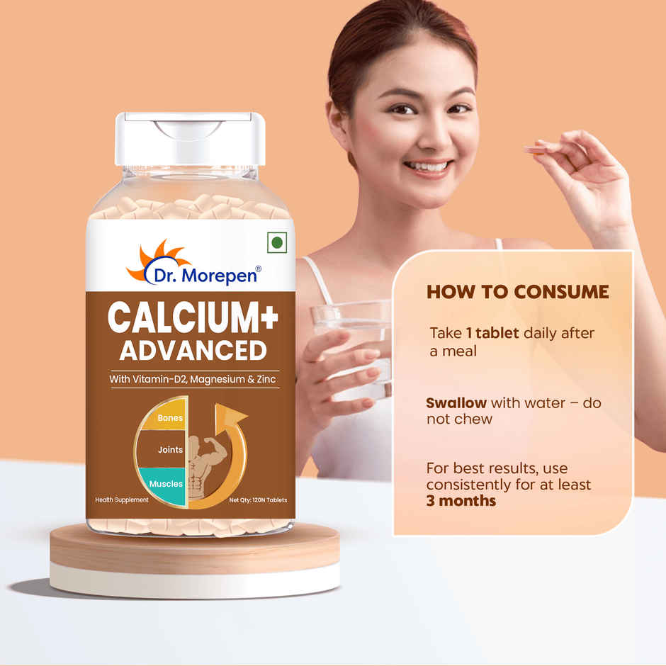 Dr. Morepen Calcium+ Advanced with Vitamin D2 Supports Muscle Function & Bone Health