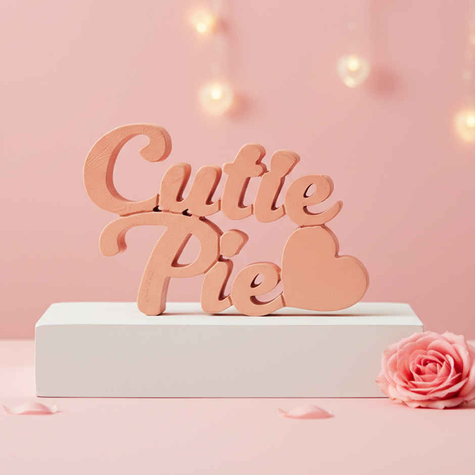 Peach "Cutie Pie & Heart" Wooden Cutout | EcraftIndia