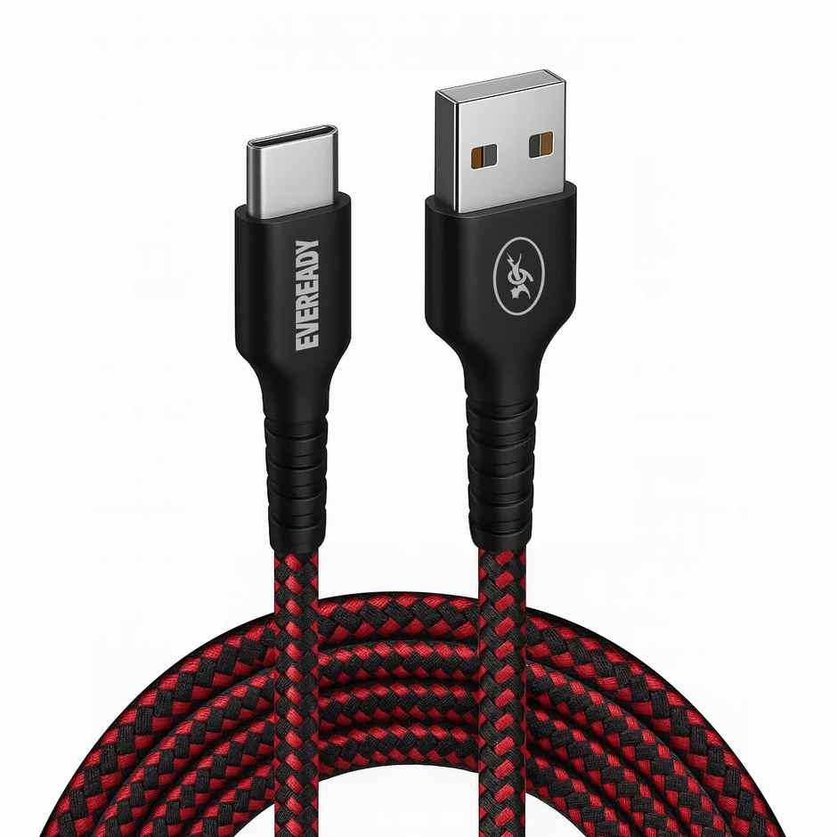 Eveready Nylon Braided Charging Cable | 60W | Type A to Type C | 1.5 m Length | 3A