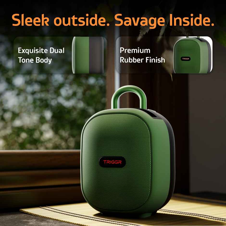 TRIGGR Puls8 Portable 10W Speaker | BT v5.3 | FM Mode | Rubber Finish | 8 Hr | | Jungle Green