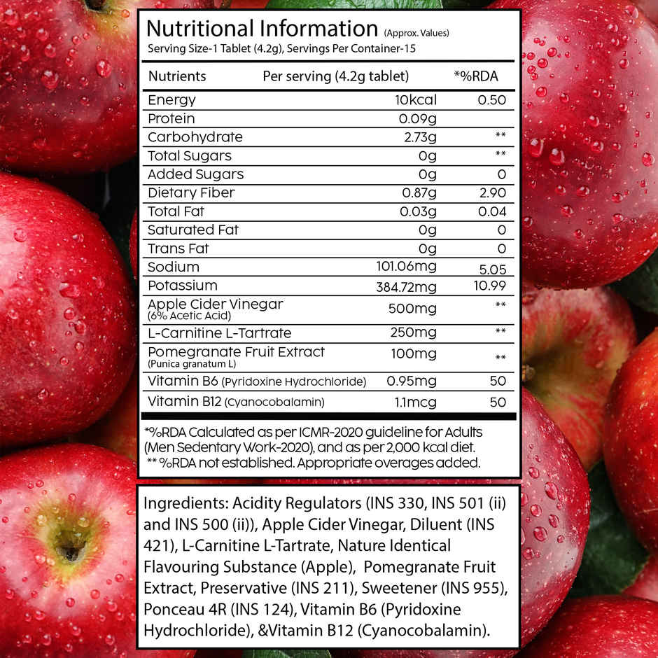 Plix Apple Cider Vinegar L-Carnitine Effervescent for converting fat into energy - Pack Of 1 Combo