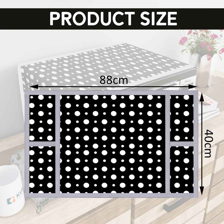 Kuber Industries Microwave Cover with 4 Storage Pockets | Dustproof | Dots Grey