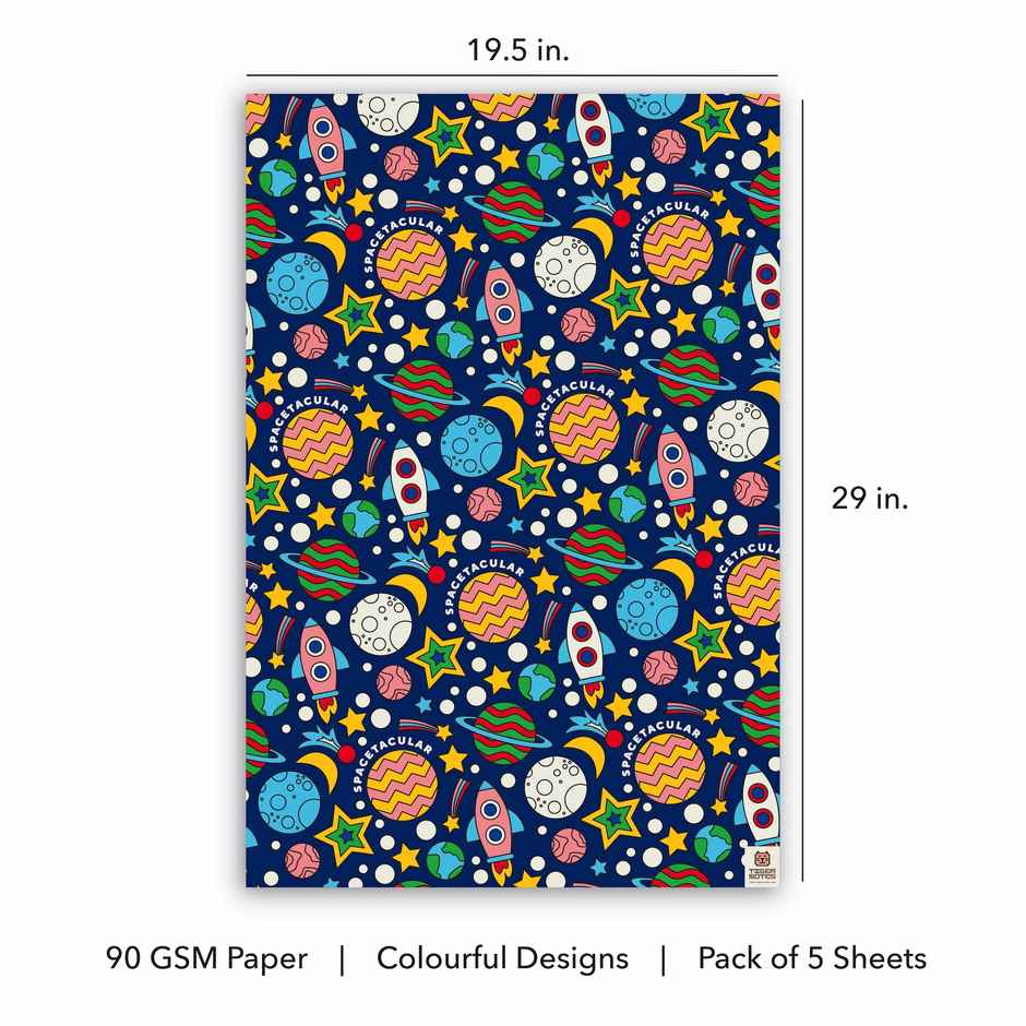 Tiger Notes Gift Wrap Kids Space | Blue | Decorative Use
