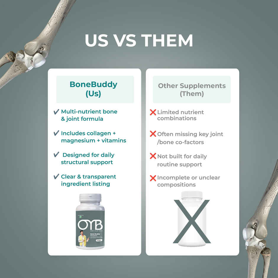 OYB Bone & Joint Support for Strong Bones, Flexible Joints & Easy Mobility | 30 Tablets