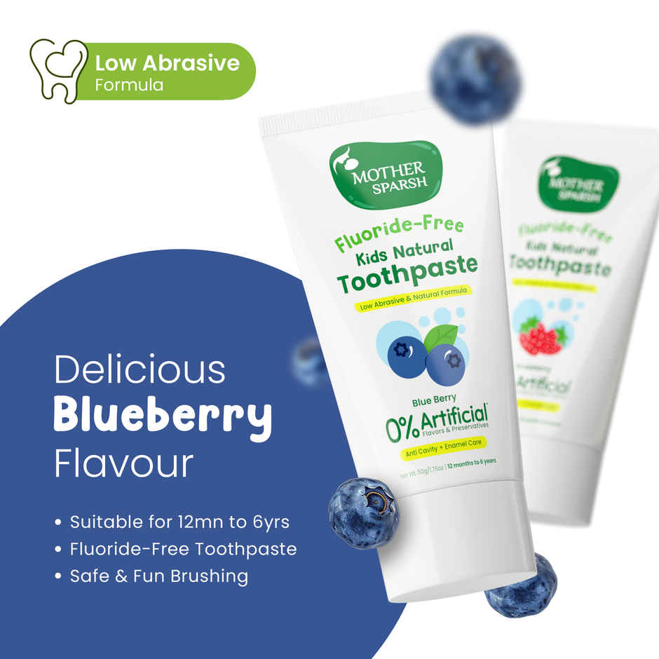 Mother Sparsh Fluoride-Free Kids Toothpaste with Toothbrush| Blueberry