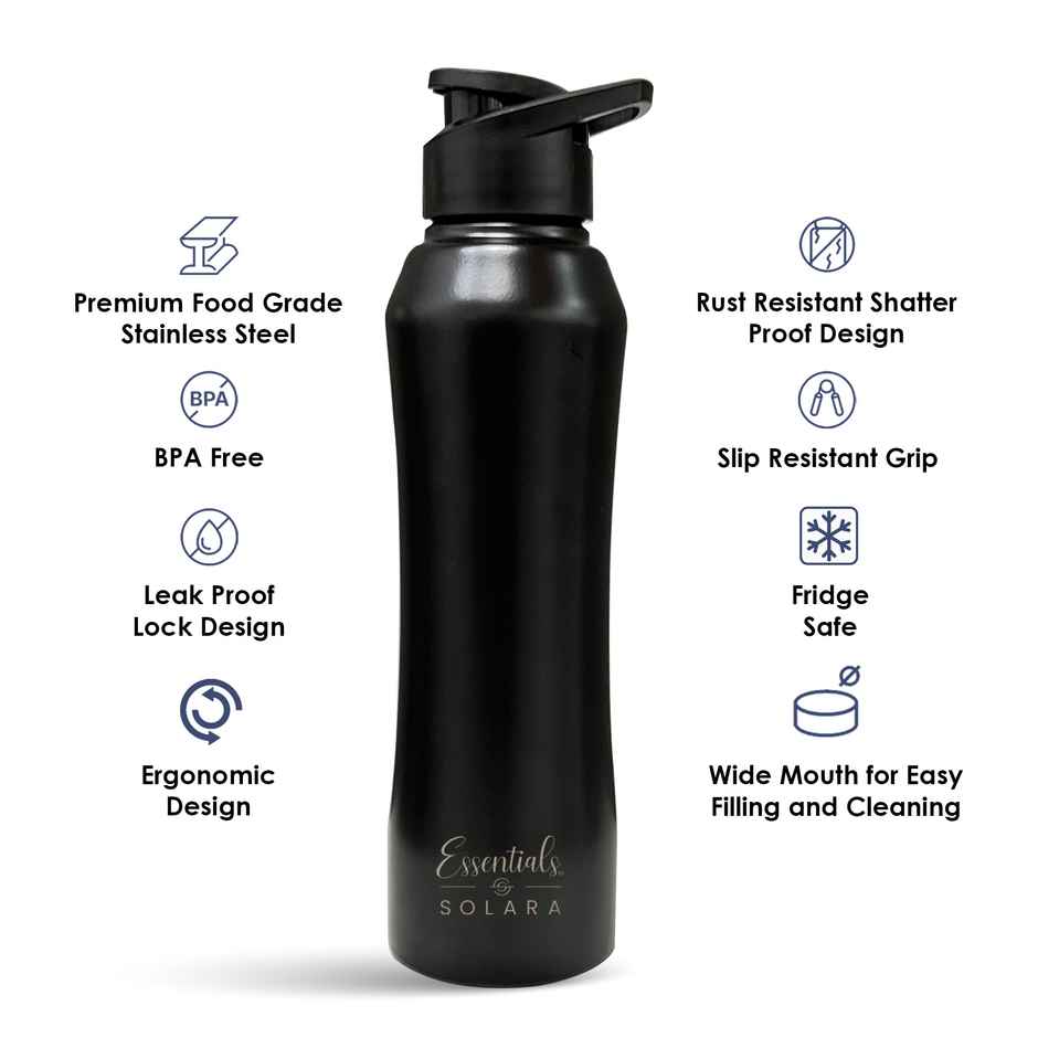 Solara Stainless Steel Water Bottle 1 L Black Knight