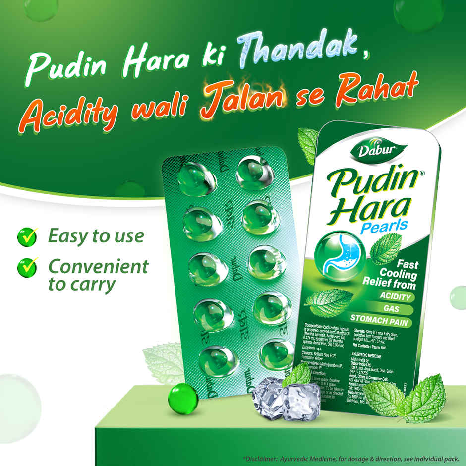 Dabur Pudin Hara Pearls Pack of 2 Strips Combo  