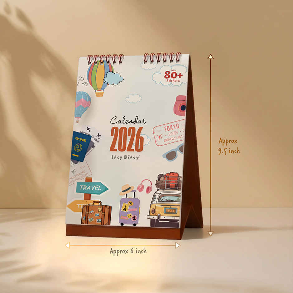 Desk Calendar 2026 Travel Adventures with Sticker