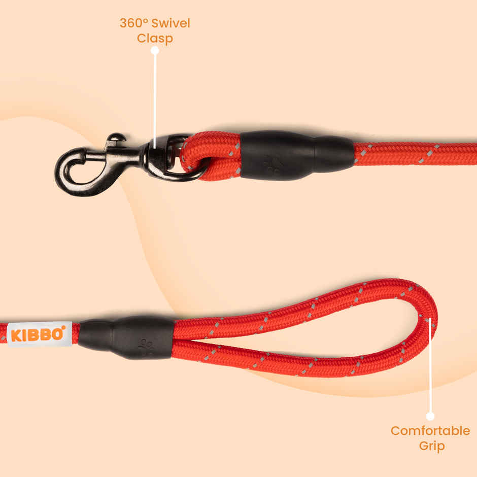 KIBBO Premium Ultra Strong Reflective Dog Rope Leash | Red