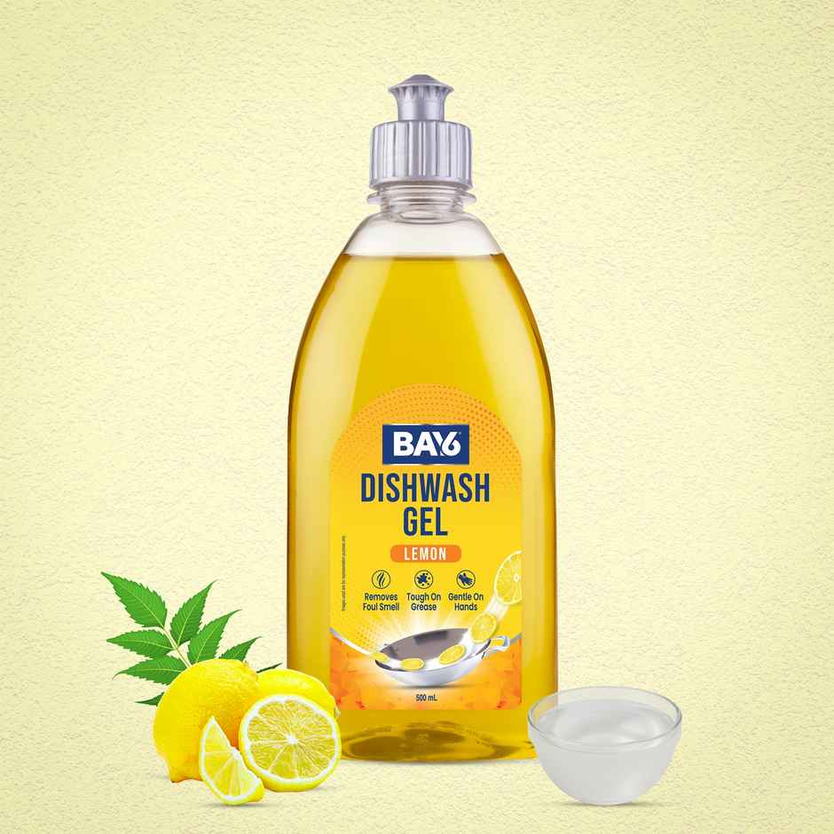BAY6 Dishwash Gel Liquid Lemon Tough Grease & Foul Smell Removal
