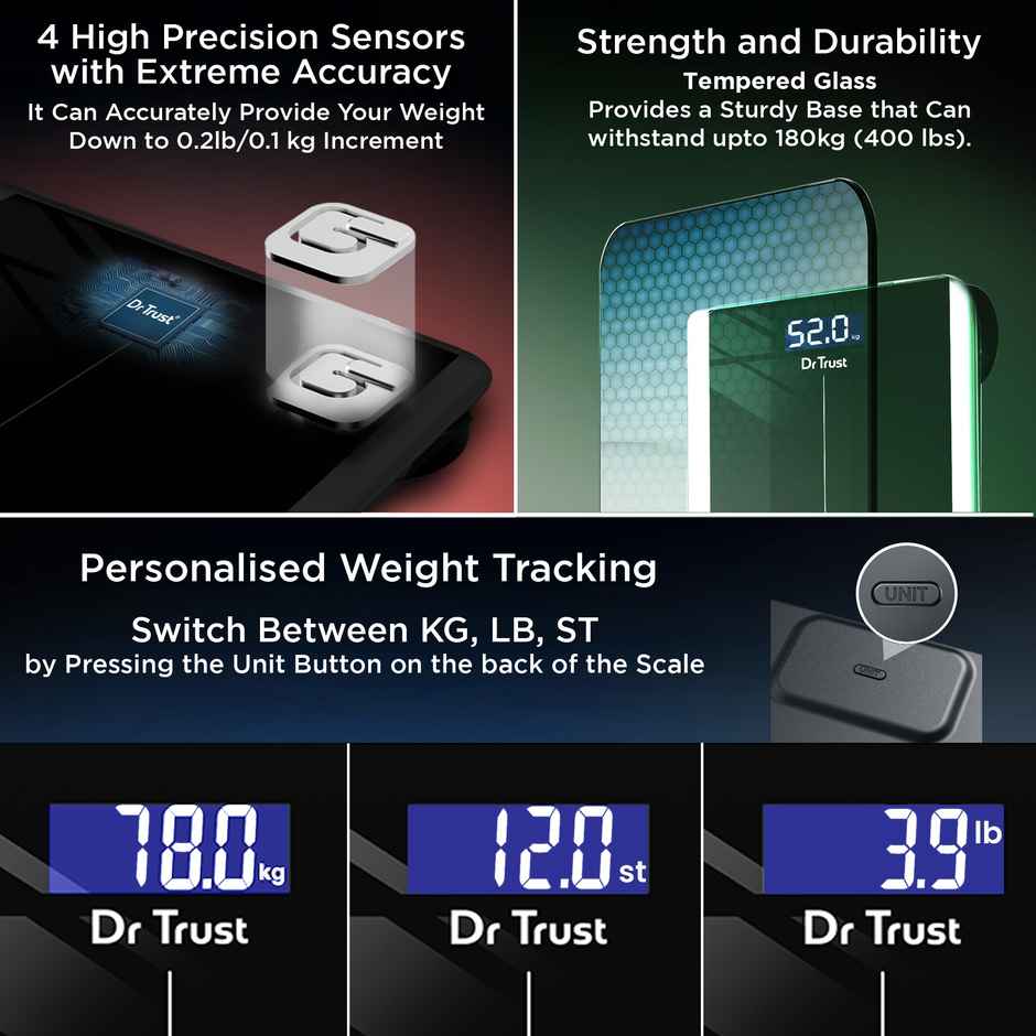 Dr. Trust 513 Balance Digital Electronic Body Weight Machine, 180Kg Capacity Weighing Scale