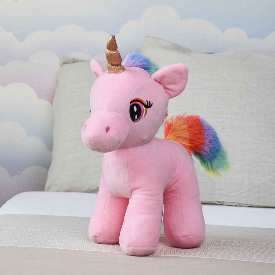 Mirada 29Cm Standing Unicorn With Glitter Horn - Pink