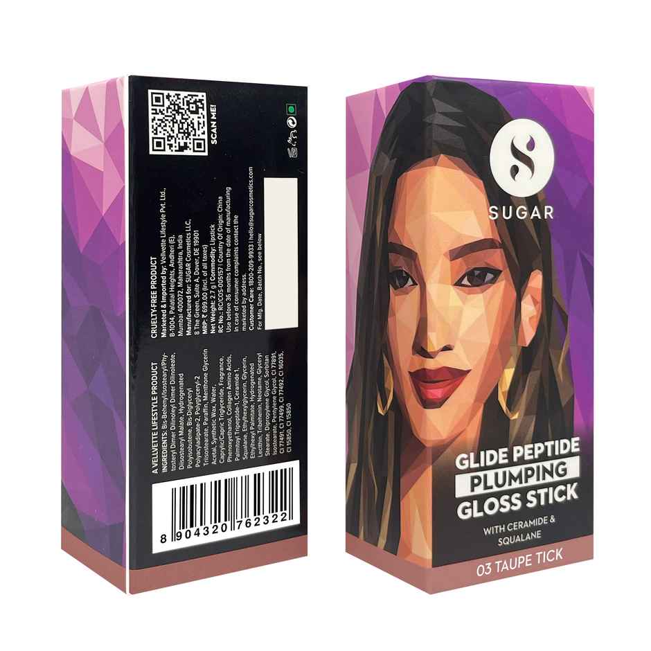 SUGAR Cosmetics Glide Peptide Plumping Gloss Stick|03 Taupe Tick