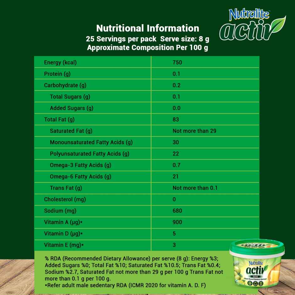 Nutralite Activ Plant Based Buttery Spread - Olive