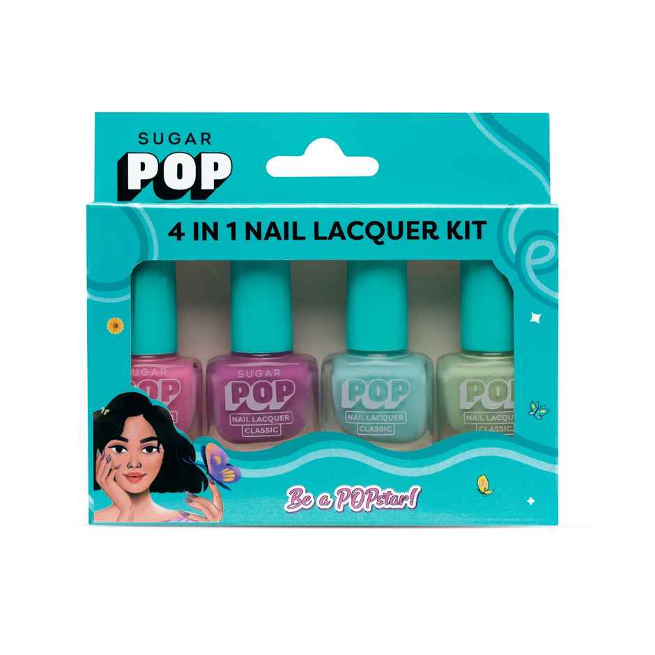 SUGAR POP 4 in 1 Nail Lacquer Kit- 04 Pastel Paradise | Trendy Soft Pastel Shades