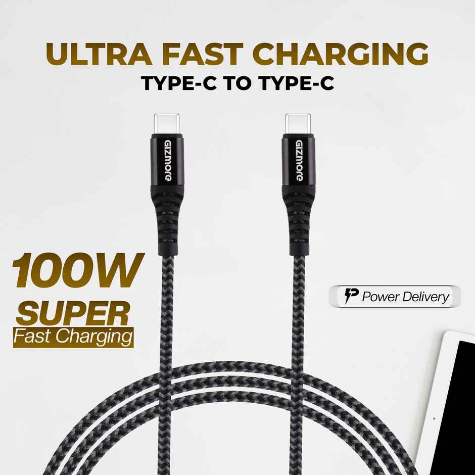 Gizmore Type C To Type C Fast Charging Cable For Smartphones and Laptops | 1.2Meter