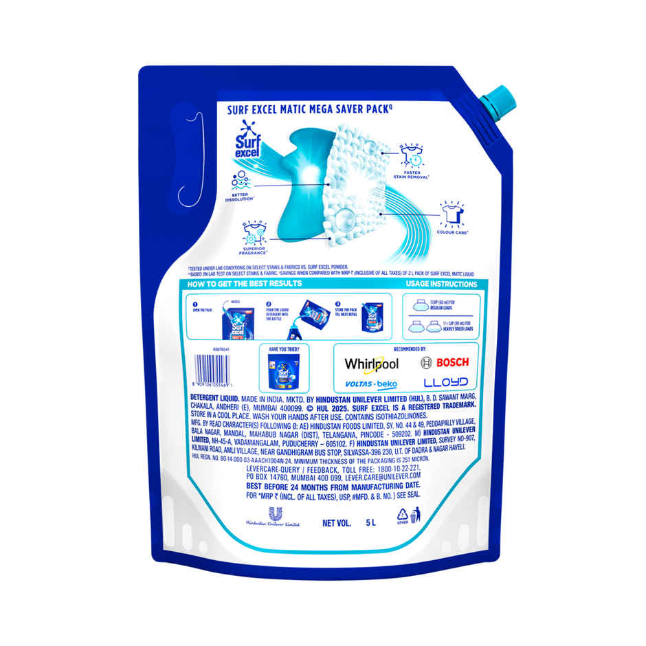 Surf Excel Matic Top Load Detergent Liquid | Pouch