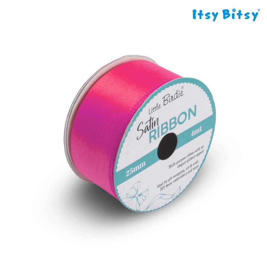 Itsy Bitsy Satin Ribbon | 25 mm | Hot Pink | 4 m | 1 Roll | LB