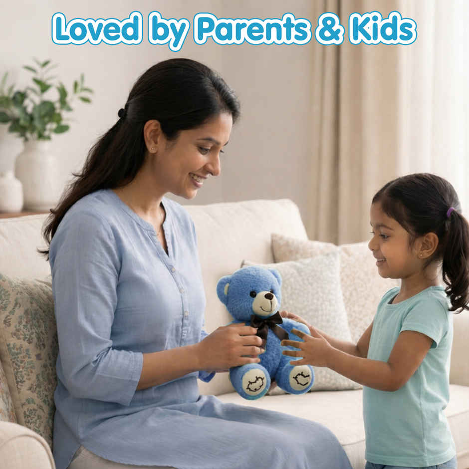 Kidology Cute Teddy Plush Stuffed Toy | Blue - 20 cm