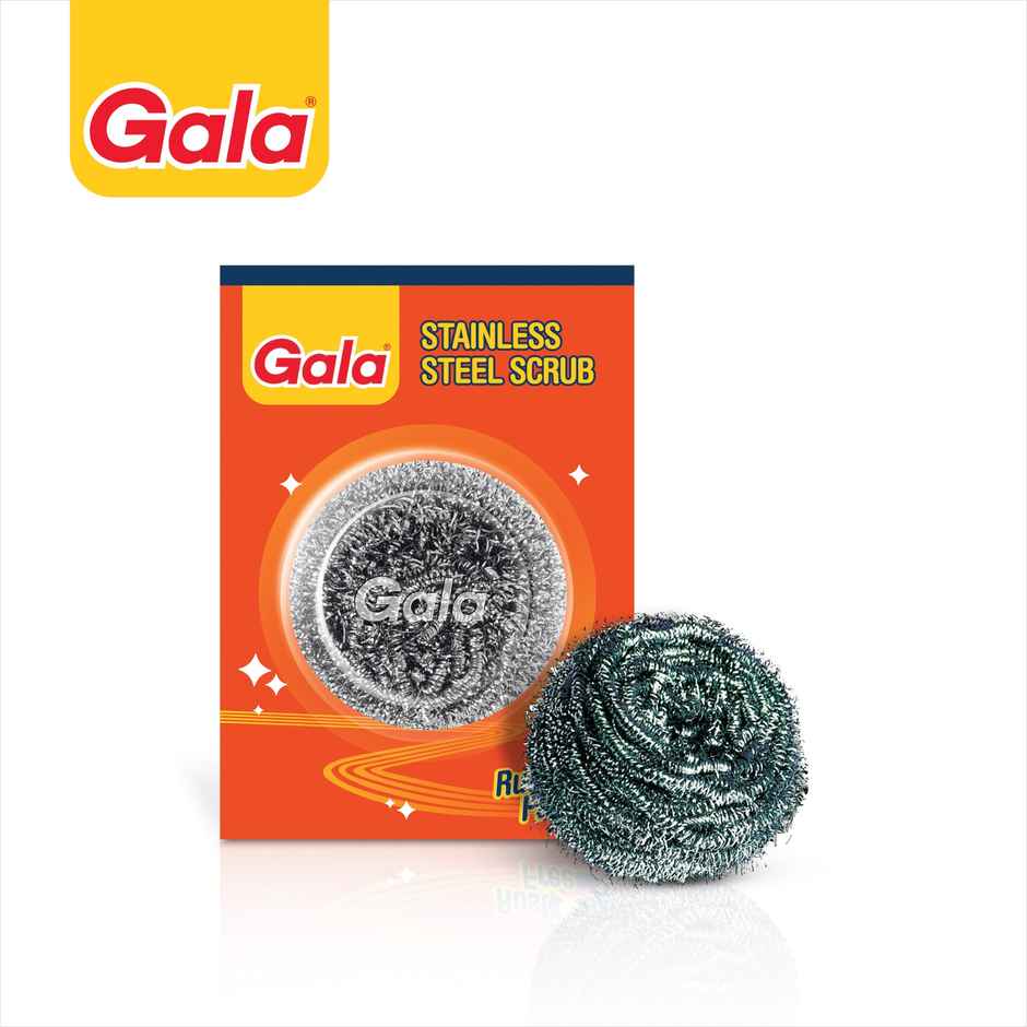 Gala Steel Scrubber Cleaner Home Everyday Scrub(1pc) & Sponge Wipe 3Pcs Set(1pc) Combo