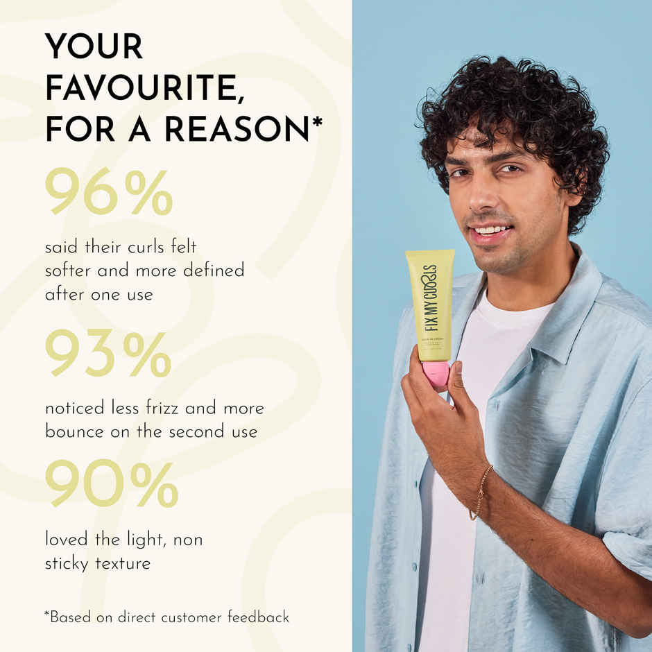 Fix My Curls Leave In Cream| With Jojoba Oil, For Curly, & Frizzy Hair| Silicone Free Hair Cream