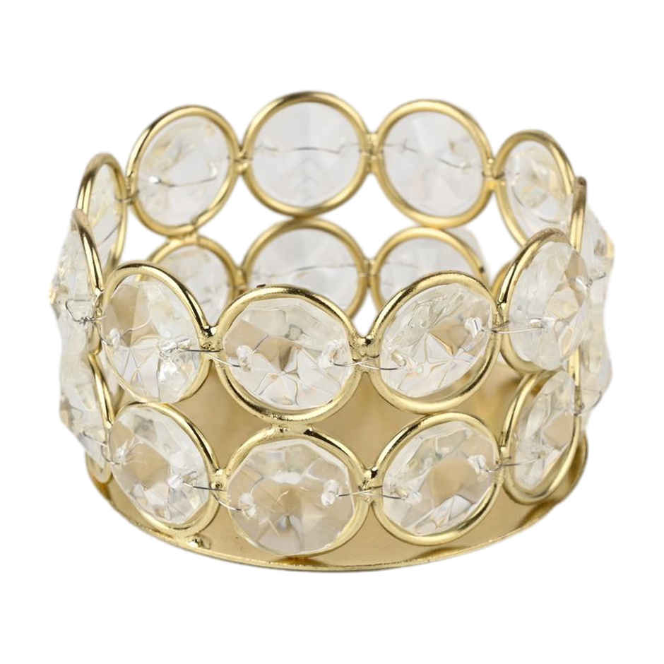 Crystal T-Light Holder | Metal | Gold | Urbanborn