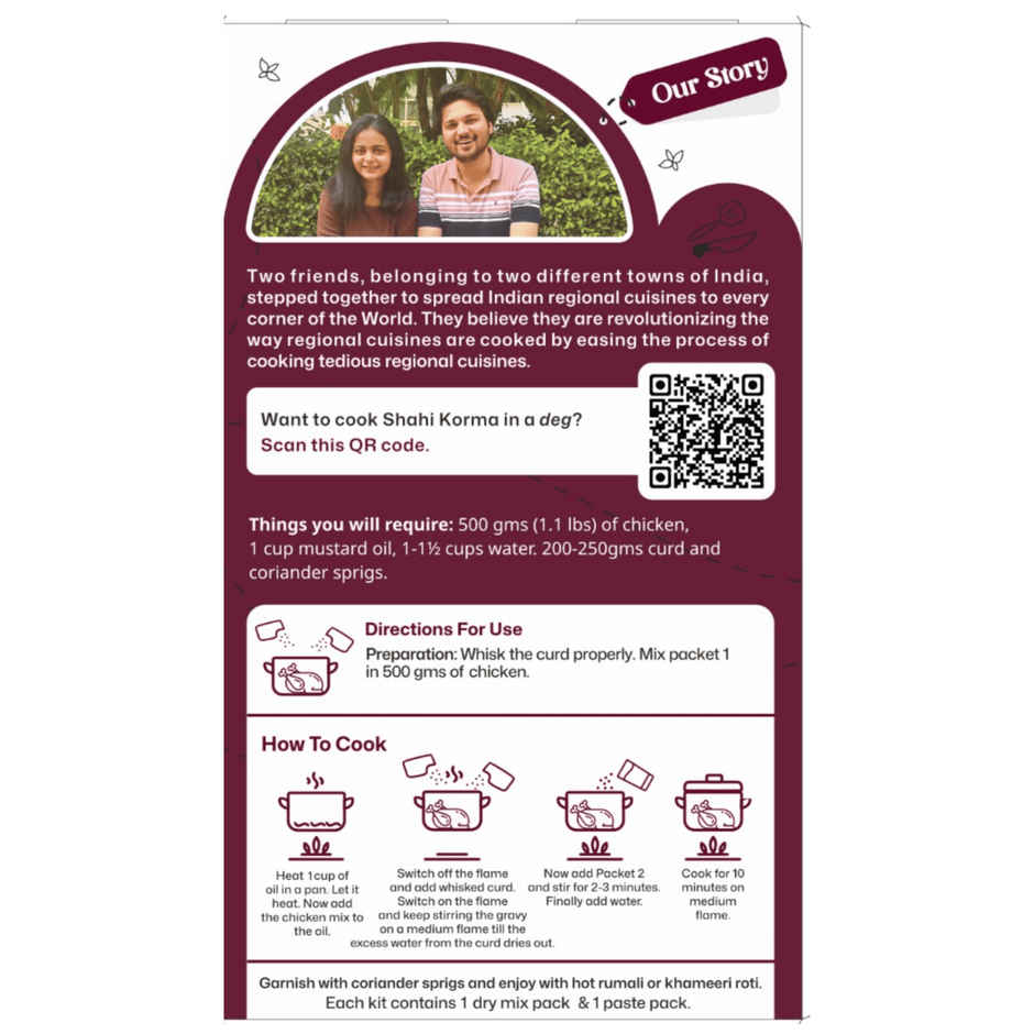 Hidden Chefs Shahi Korma Masala Kit | Recipe Kit