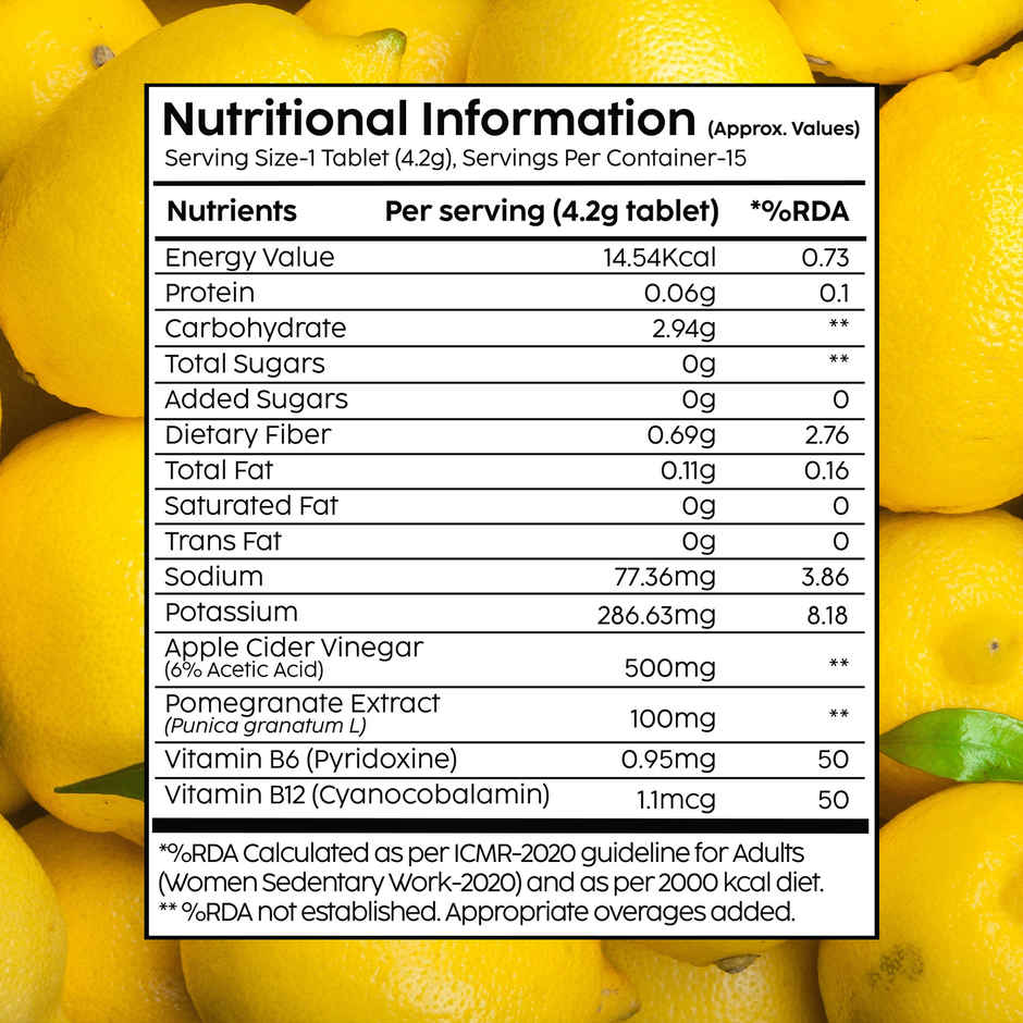 Plix Apple Cider Vinegar Effervescent for Weight Loss (Lemon Masala) - Pack Of 1