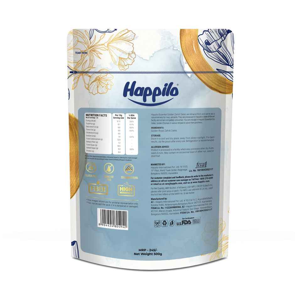 Happilo Golden Royal Zahidi Dates | No Added Sugar