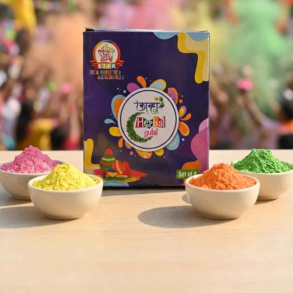 Kanha Herbal Holi Gulal Combo | Pink, Yellow, Orange, Green | Star