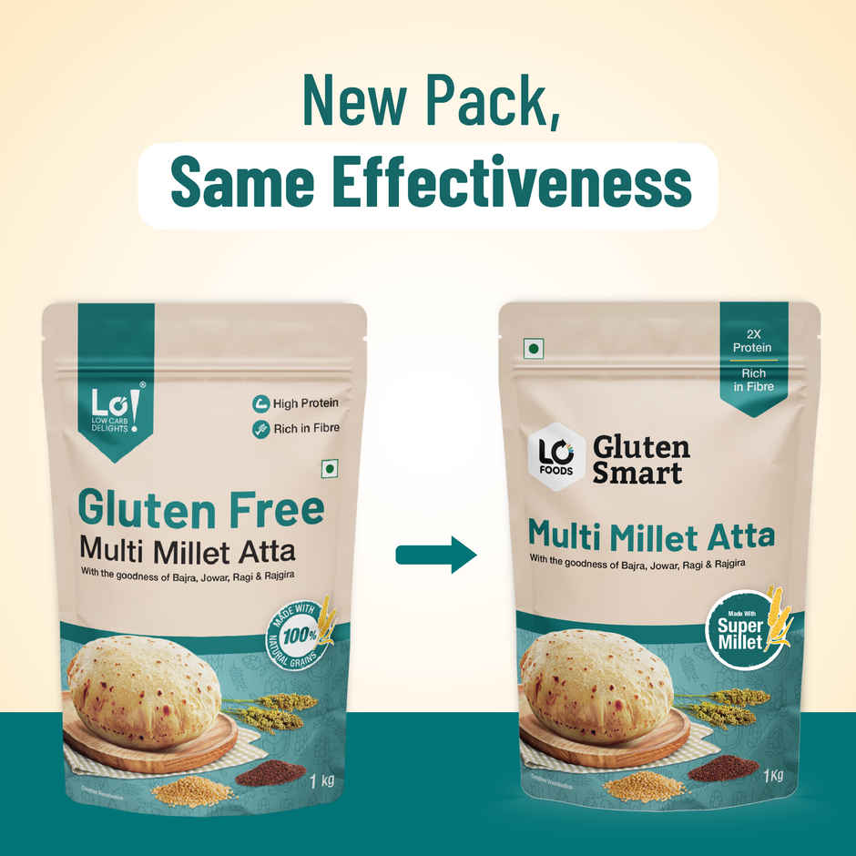 Lo Foods Gluten Free Atta | Jowar, Ragi Flour, Multi Millet Multigrain