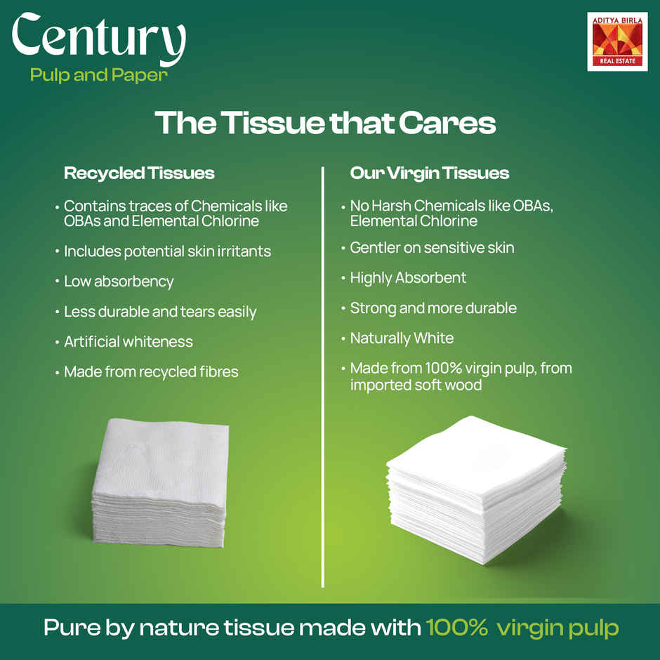 Century 1 Ply 100% Virgin Pulp Tissue Paper Napkins 80 Pulls - 27x30 cm