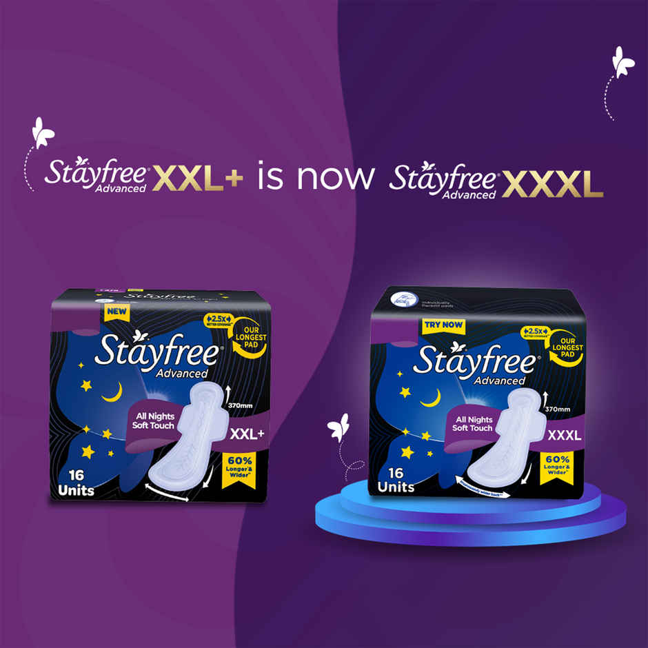 Stayfree Advanced All Nights Sanitary Pads | XXXL