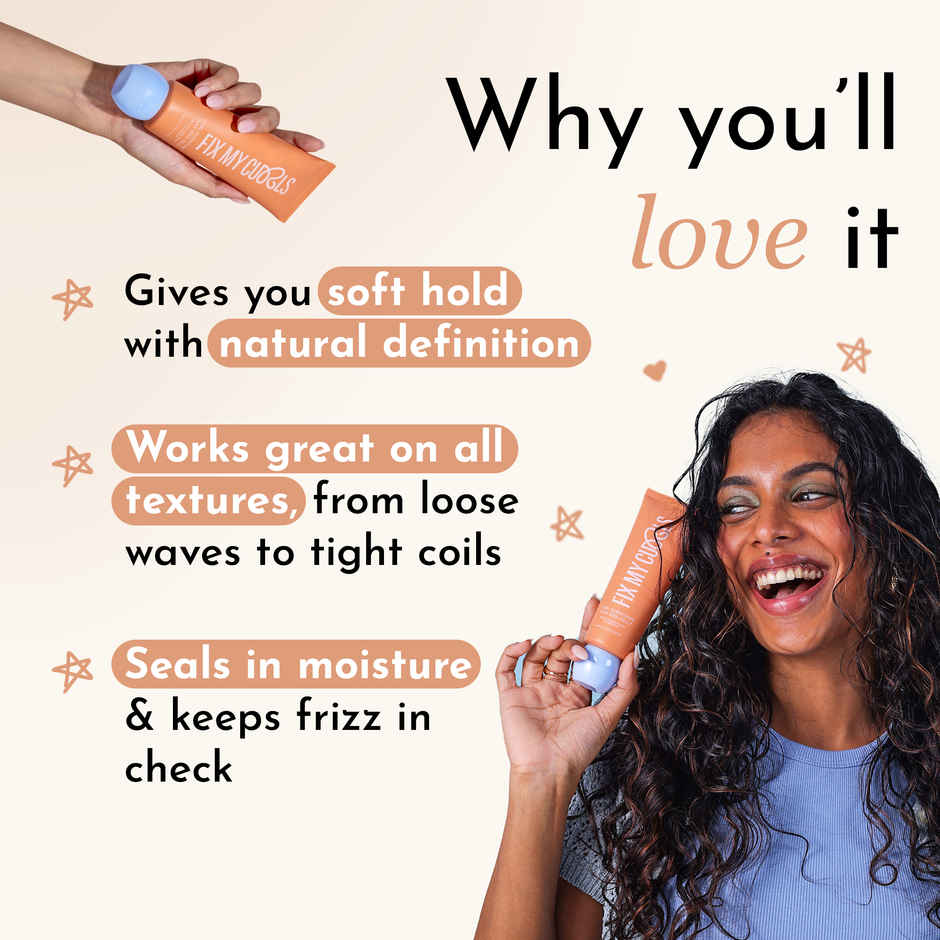 Fix My Curls Curl Quenching Hair Gelly|For Curly, Wavy, Frizzy Hair | Silicone Free Hair Gel