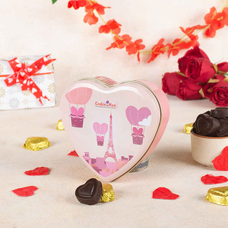 Cookie Man Premium Heart Shaped Chocolates Gift Tin