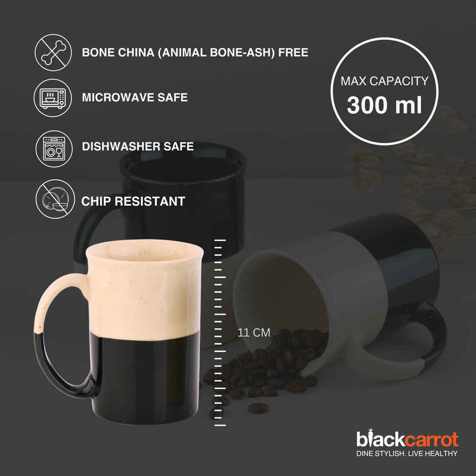 BlackCarrot Black & White Tall Mug Set | Animal Bone Ash Free Stoneware