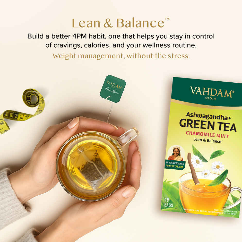 Vahdam Ashwagandha Green Tea Chamomile Mint