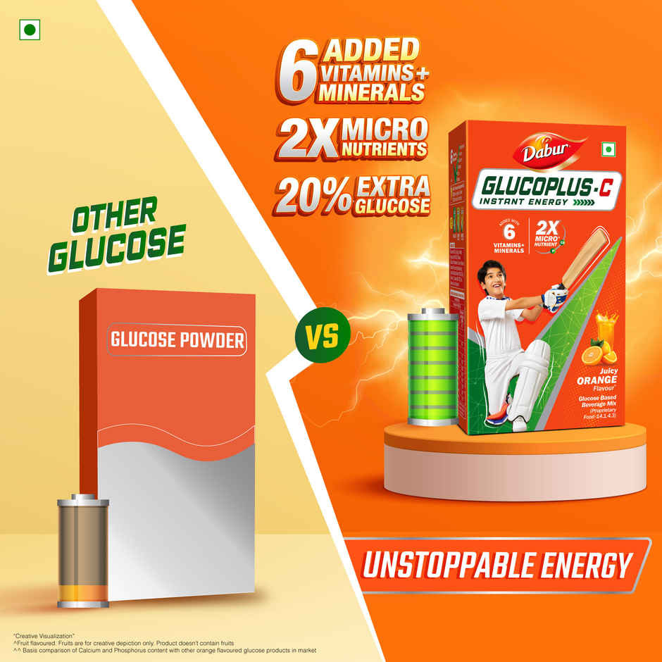 Dabur Glucoplus-C Orange Instant Energy Glucose Powder