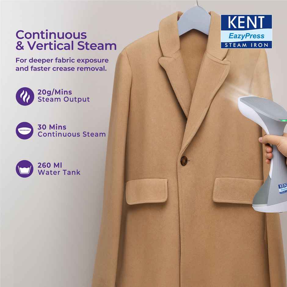 Kent Swift Handheld Garment Steamer 1300 Watts | 260 ml Detachable Tank