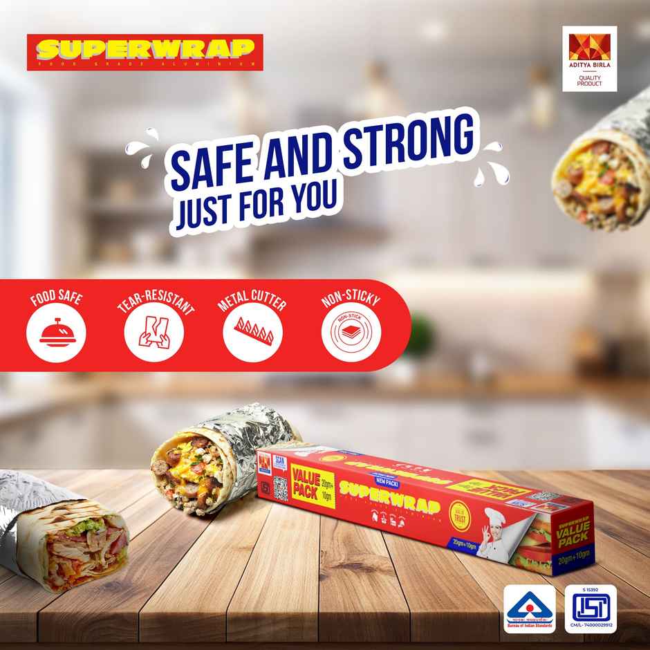 Hindalco Super Wrapp Aluminium Foil | 20 g + 10 g | Pack Of 3