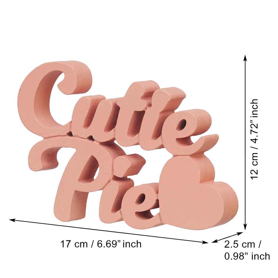 Peach "Cutie Pie & Heart" Wooden Cutout | Valentine's Day Gift | EcraftIndia