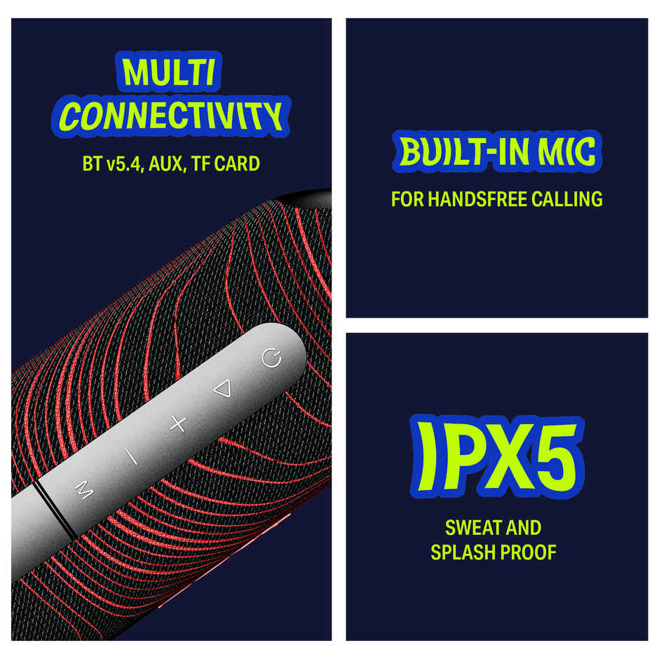 boAt Stone Arc, 20W Signature Sound, 58mm Drivers, Upto 12 Hrs Battery, RGB LEDs | Raging Black