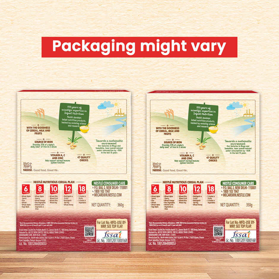 Nestle CERELAC Wheat Apple Cherry Baby Food Cereal, No Preservatives, 8 to 24 Months