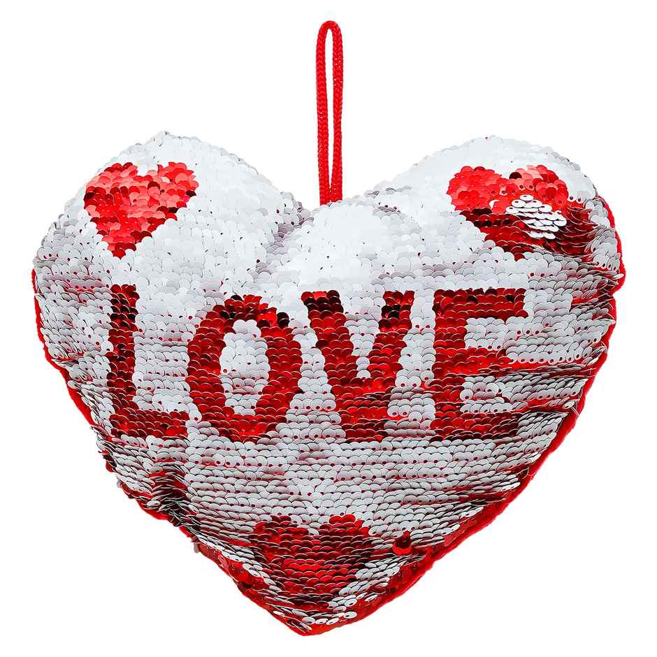 Heart Shape Love Pillow Cushion | Red White | EcraftIndia