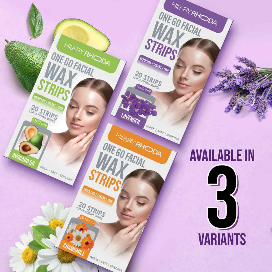 Hilary Rhoda One Go Facial Wax Strips | Ready-To-Use Facial Wax Strips | Lavender - Shade 02