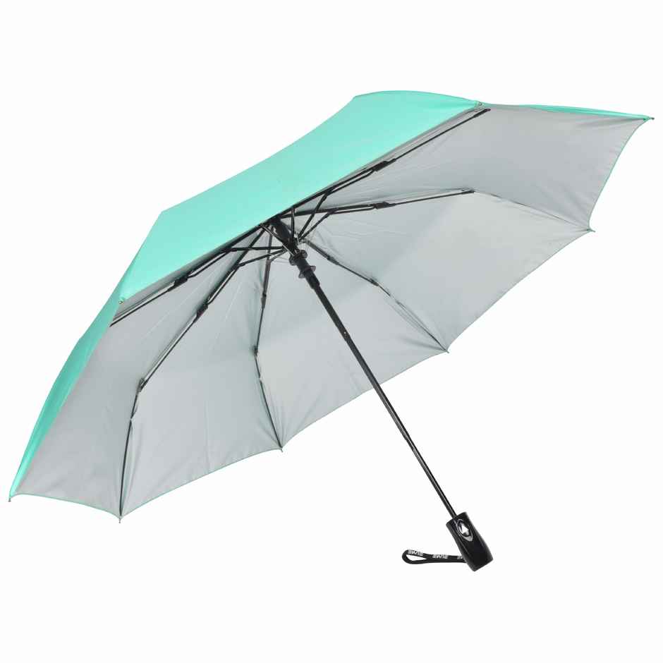Eume Obscure Auto Open 23.5 Inch 3 Fold Unisex Sea Green And Silver Color Umbrella